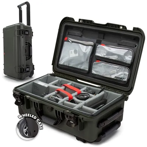 Nanuk 935 - Wasserdichter Hartschalenkoffer mit gepolsterten Trennwänden, ideal für sicheren Transport und optimale Organisation von Equipment, Olive