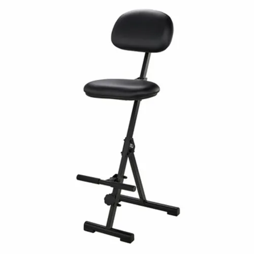 meychair Stehhilfe Futura mit Rückenlehne, Kunstleder schwarz - Bürostuhl mit klappbarem Design, stufenlos höhenverstellbar von 54-90 cm. Gepolsterter Sitz und pflegeleichte Rückenlehne für optimalen Komfort bei der Arbeit.