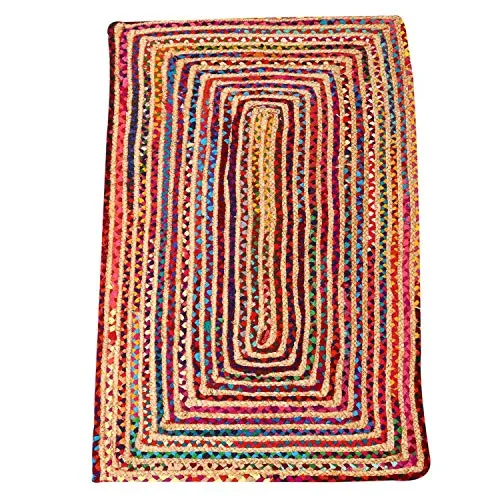 Casa Moro Jute Teppich Esha Bunt 60x110 cm - Boho-Chic Teppich aus handgeflochtenem Jute & Baumwolle, umweltfreundlich und langlebig – ein echter Blickfang für jeden Raum!
