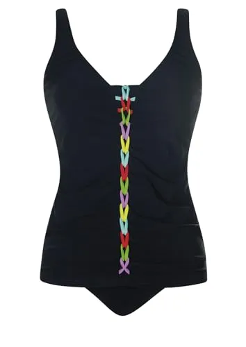 SUNFLAIR Damen Tankini - Verstellbare Träger und Softschalen - Tankinis mit eingearbeiteten Softschalen, aushakbaren und verstellbaren Trägern, sowie Taillienslip für optimalen Tragekomfort und stilvolle Passform.