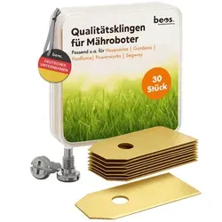 beos® 30x Premium Titan Ersatzmesser & Schrauben - Ersatzklingen für Husqvarna, Gardena, Segway Navimow, Yard Force, McCulloch, Powerworks Mähro...