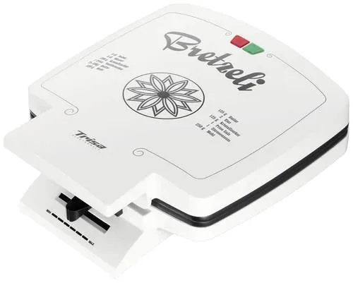 Trisa Waffeleisen Bricelet Classique - Klappbares Waffeleisen mit Antihaftbeschichtung, 1000 W für perfekte Waffeln in Weiß