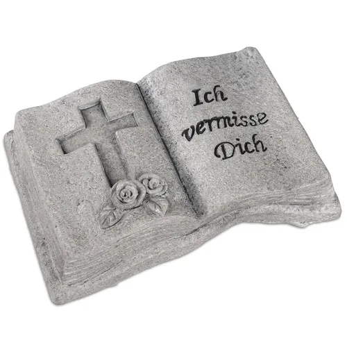 Grabdeko Buch mit Spruch Ich vermisse Dich 14cm Formano Trauerdekoration