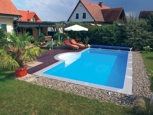 Steinbach Swimming Pool "Ökopool Highlight de Luxe 2", 700 x 350 x 150 cm, mit weißer Römertreppe