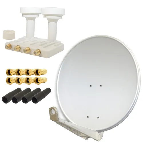 PremiumX DELUXE85 Alu 85cm SAT Schüssel mit Monoblock Quad LNB - SAT-Antenne in Deluxe-Qualität mit 85cm Durchmesser, ideal für schwache Signale. Mit integriertem Quad LNB für gleichzeitigen Empfang von Astra und Hotbird – perfekter Empfang in FULL HD!