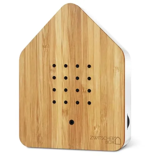 Relaxound Zwitscherbox Wood – Das Original mit Vollholzfront - Dekorative Boxen & Kästen – Erlebe entspannende Naturgeräusche mit intuitivem Bewegungsmelder und bis zu 1 Jahr Batterielaufzeit für pure Entspannung in jedem Raum.
