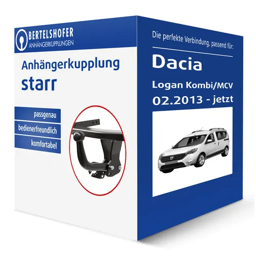 Dacia Logan Kombi II Anhängerkupplung Oris starr - Anhängerkupplung von Oris für Dacia Logan Kombi II, starr, keine Eintragung in Fahrzeugpapiere nötig, Anhängelast bis 1595 kg, ideal für vielseitige Transporte.