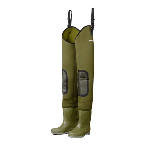 Dam Fighter Pro+ Neoprene Hip Waders Gr. 40/41 - Watstiefel aus strapazierfähigem Neopren, ideal für Angler und Outdoor-Enthusiasten, Größe 40/41 und in ansprechendem Grün.