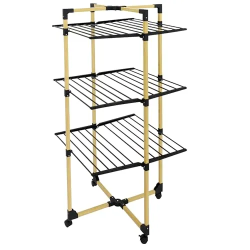 Kitchen Move Wäscheständer 30m Willis Schwarz - Wäscheleinen: Robuster Wäscheständer mit 30m Trockenfläche, ideal für platzsparendes Trocknen und langlebige Nutzung.