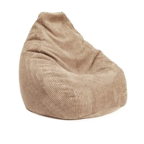 Lumaland Sitzsack GIANT Cord - Bequemer Gaming-Sitzsack mit stabiler Lehne - Sitzsäcke in Beige, ideal für Gaming und Entspannung, mit verdecktem Reißverschluss und trendigem Design für maximalen Komfort.