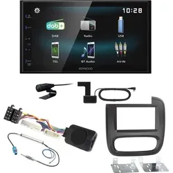 Kenwood DMX-125DAB Einbauset für Renault Trafic 3 mit Bluetooth und DAB+ - Vollständiges Einbauset inklusive Kenwood DMX-125DAB, DAB-Antenne und allem Zubehör für einfachen Einbau. Ideal für Renault Trafic 3 (2014-2020) mit manueller Klimaanlage. Genießen Sie digitale Radioqualität und Bluetooth-Konnektivität.