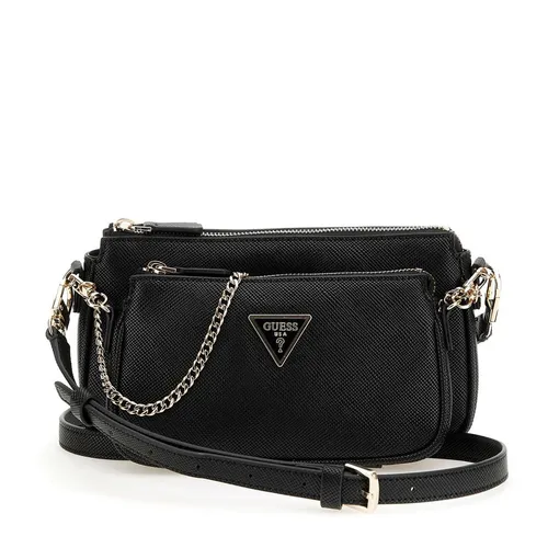 GUESS Damen Noelle II Double Pouch Crossbody Umhängetasche, Schwarz - Stylische Umhängetasche mit 1 Reißverschlusstasche und 3 Kartenfächern, ideal für unterwegs. Perfekte Kombination aus Funktionalität und elegantem Design.
