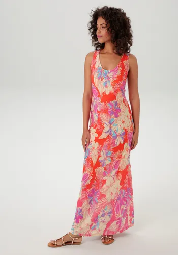 Sommerkleid mit farbenfrohen Blumendruck – Jedes Teil ein Unikat - Sommerkleider: Ärmeloses Maxikleid von Aniston CASUAL aus elastischem Viskose-Jersey, figurumspielend und pflegeleicht in Maschinenwäsche.