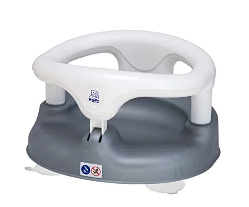 Rotho Babydesign Badewannensitz grau - Rutschfeste Sitzhilfe für Babys - Praktischer Badesitz für Kinder von 7-16 Monaten, bietet hohen Sitzkomfort und Sicherheit mit Kindersicherung. Ideal für Badewanne und Dusche, mit starken Saugfüßen für festen Halt.