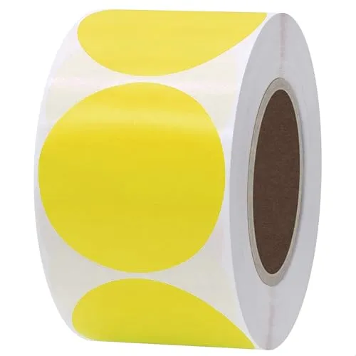 Stück Runde Aufkleber Gelb, 50 mm Selbstklebende Markierungspunkte, Farbkodierung Etiketten Punktaufkleber, Klebeetiketten Klebepunkte für DIY Büro Kalend, Round Adhesive Dot Sticker Yellow 500