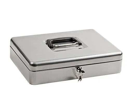 ProfiOffice Geldkassette aus Stahl | abschließbar und sicher - Geldkassette aus stabilen Stahl, ideal für Trinkgeld und als Spardose. Mit herausnehmbaren Münzgeld-Einsatz und Sicherheitszylinderschloss für optimalen Schutz.