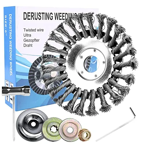 Vegena Unkrautbürste Freischneider, Wildkrautbürste für Motorsense mit 25,4mm Bohrung Profi Trimmer Unkraut Drahtbürste für Freischneider Unkrauttrimmer Bürste zur Effektiven Unkrautentfernung