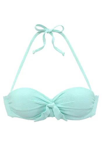LASCANA Bügel-Bandeau-Bikini-Top Cana, hellblau mit Schleife - Neckholder-Bikini mit herausnehmbaren Kissen für perfekten Komfort, aus nachhaltigem Recycling-Polyamid, ideal für einen stilvollen Strandauftritt.