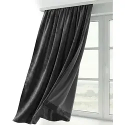 Beautex Verdunkelungsvorhang Samt Vorhang Kräuselband U-Band Gardine Velvet abdunkelnd (1 St), Hakenaufhängung, abdunkelnd grau 140 cm x 175 cm
