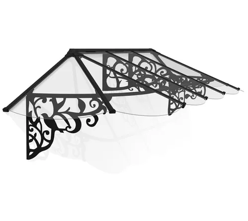 Palram - Canopia Vordach Lily 3154 | Schwarz | 88x319 cm - Außenanbau mit stabilen Acrylplatten und pulverbeschichtetem Aluminiumrahmen, wartungsfrei und mit 3 Jahren Garantie. Ideal für Fenster- und Türüberdachungen.
