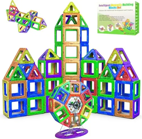 Magnetische Kachel-Bausteine – Kreatives STEM-Spielzeug für Kinder ab 3 Jahren - Entfache die Fantasie mit 94 starken Magnetblöcken! Ideal für kreatives, spielerisches Lernen und Teamarbeit. Perfekt für Geburtstage und Gruppenprojekte.