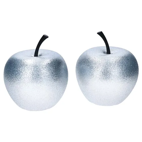 MamboCat Pottery Pots 2er Set Apfel in Silber Größe XS I Glitzern & schimmernd I Ø 14,5 & Höhe 17 cm I wetterfeste Deko für Haus & Garten I Accessoire aus Fiberglas, Fiberstone I Herbst, Weihnachten