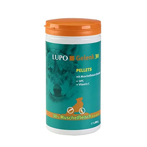 LUPO Gelenk 30 - Ergänzungsfuttermittel für Hunde 1100 G - Ergänzungsfuttermittel für Hunde, speziell zur Unterstützung des Bewegungsapparates mit 30% Muschelfleischextrakt, ideal für aktive und ältere Hunde.