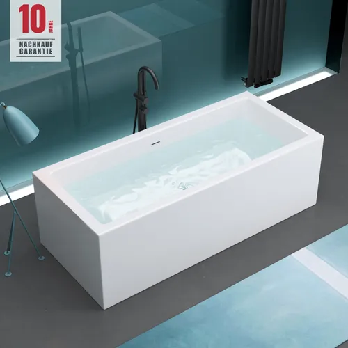 Freistehende Badewanne Acryl V509OA - Modernes Design - Badewanne 180x80 cm, wärmespeichernd und ideal für entspannende Bäder zu zweit. Inklusive Push Open Ablaufgarnitur, schnelle Reinigung und freistehende Installation.