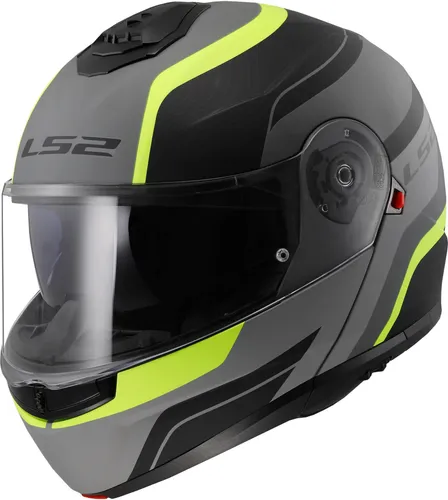 LS2 FF908 Strobe II Monza Klapphelm - Matt Schwarz/Grau/Neon-Gelb - L - Modularer Motorradhelm mit 90° drehbarem Kinnbügel und 3D-lasergeschnittener Komfortpolsterung. Ideal für Pendler und Tourenfahrer, bietet er Sicherheit und Komfort bei jeder Fahrt.