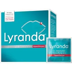 Lyranda 20 ST - Diätmanagement bei Lippenherpes - Arzneimittel zur Unterstützung bei Lippenherpes mit Lysin, Zink und Vitaminen. Fördert die Regeneration der Haut und stärkt das Immunsystem. Gluten- und laktosefrei, mit erfrischendem Ananas-Geschmack.