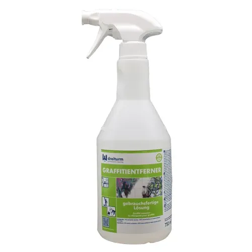 Dreiturm Kraftreiniger Graffitientferner Spray 750ml - Reinigungsmittel zur effektiven Entfernung von Graffiti, Filzstiften und mehr. Ideal für lösemittelbeständige Oberflächen wie Glas und Edelstahl. Made in Germany für zuverlässige Ergebnisse.