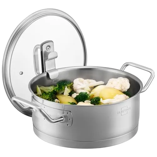 SILBERTHAL Kochtopf Induktion 20 cm - Edelstahl, 2,5L mit praktischem Einhängedeckel