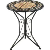 Kobolo Mediterraner Gartentisch mit Mosaikplatte - Runder Gartentisch von Kobolo mit dekorativer Mosaikplatte. Ideal für Terrasse und Balkon, leicht zu reinigen und perfekt für entspannte Stunden im Freien.