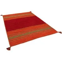 Pergamon Natur Teppich Kelim Navarro Rot 170x240cm - Handgewebter Naturteppich im traditionellen Kelim Design, bringt moderne Gemütlichkeit in Ihr Zuhause. Hochwertige Verarbeitung und lebendige Farben machen ihn zum Blickfang. Entdecken Sie auch weitere Teppiche in der Kategorie Nepal & Gabbeh.