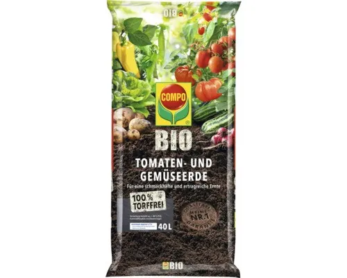 COMPO BIO Tomaten- und Gemüserde 40 L – torffrei - Hochwertige, torffreie Erde für Gemüseanbau, ideal für Balkon und Garten. Optimale Nährstoffversorgung für gesunde Pflanzen und ertragreiche Ernte.