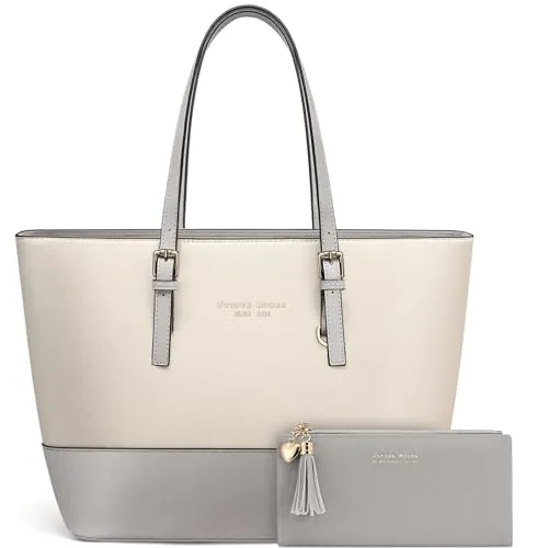Jocose Moose Damen Handtasche Schultertasche, Vintage Leder Tasche Shopper Groß für BüRo Schule Einkauf, Geschenk mit Einer Damen Geldbörse