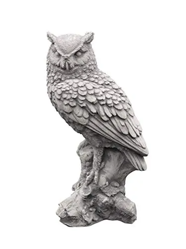 Gartendekoparadies.de Gartenfigur Eulen-Statue Uhu, 37 cm - Frostsichere Steinfigur mit detailliertem Gefieder, ideal für Gartenliebhaber, die einen einzigartigen Akzent setzen möchten.