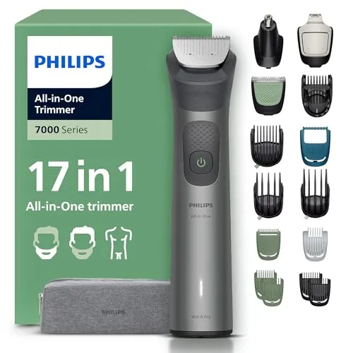 PHILIPS MG7961/15 All-in-One 7000 Series 17-in-1 Trimmer - Multigroomer mit 17 Werkzeugen, selbstschärfenden Klingen und BeardSense-Technologie für präzise Bartpflege, auch unter der Dusche einsetzbar.