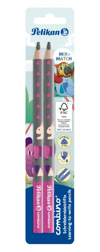 Pelikan Combino 2er Set Jumbo Bleistift pink Motive Mix-Match Schreiblernstifte