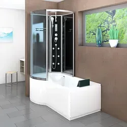 Kombination Badewanne Dusche K50-R31-EC Duschtempel 100x170 cm - Schwarz