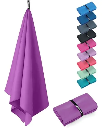 Fit-Flip Microfaser Handtücher - kompakt und leicht – für Reisen, Sport und Strand - Mikrofaser Handtuch schnelltrocknend – als Sauna und Badetuch groß (1x 180x90cm, Ultra Violet)