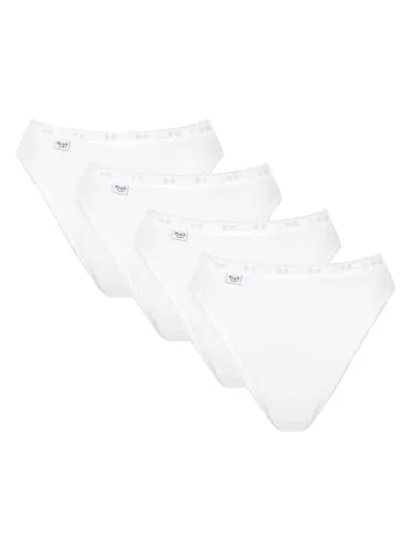 sloggi Damen Basic+ Tai 4P Slip, Weiß, Größe 42 - Funktionsunterwäsche: 4er Pack langlebige Taillen Slips aus weicher Baumwolle mit hochwertigem LYCRA für optimalen Tragekomfort und Bewegungsfreiheit.