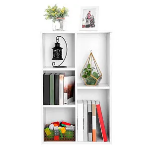 Vasagle Bücherregal LBC25WT, 5 Fächer in Weiß - Büroregal aus Holz mit 5 Fächern, ideal für Bücher und Deko. Hochkant oder liegend aufstellbar, inklusive Kippschutz und Fußgleitern für Stabilität.