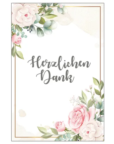 Premium Dankeskarten 12x18cm Klappkarten +6 Kuverts Danke Dankekarten Blumen 6