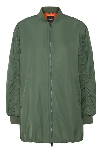 OXMO BY - OXCamille Oversize Winterjacke in Cilantro - Stylische Oversize Winterjacke mit 2-Wege Reißverschluss, warm gefüttert und elastischen Rippbündchen. Ideal für Outdoor-Aktivitäten und modische Kombinationen.