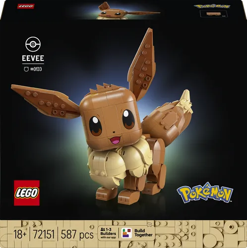 LEGO 72151 Pokémon Eevee Evoli - Limitierte Auflage - Vollständiges Set für Fans ab 18 Jahren, mit 587 Teilen und originaler Verpackung. Perfekt für Sammler und Liebhaber der Pokémon-Welt. Ein Highlight für jedes LEGO-Regal!