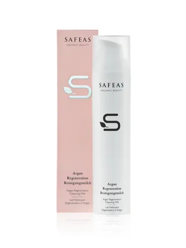 Safeas Argan Regeneration Reinigungsmilch 100 ml - Hautpflege für sanfte Reinigung, entfernt gründlich Unreinheiten und Make-up, pflegt mit biologischem Argan- und Jojöl für einen strahlend frischen Teint.
