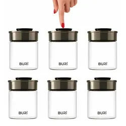 BURI Vorratsglas 6x - Vakuum Vorratsdosen Glas 700ml - Vorratsgläser mit luftdichtem Vakuumdeckel für längere Frische. Praktisches Set mit Easy Click Mechanismus für einfache Handhabung und platzsparendes Design.
