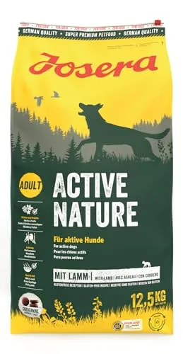 Josera Active Nature 12,5 kg - Hundefutter für aktive Hunde - DLG-zertifiziertes Alleinfuttermittel für aktive Hunde, reich an wertvollen Fettsäuren und L-Carnitin zur Unterstützung der Energieversorgung und Gesundheit.
