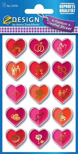 Avery Creative 3D Sticker Aufkleber Herzen Herz Liebe Hochzeit Geschenk Love